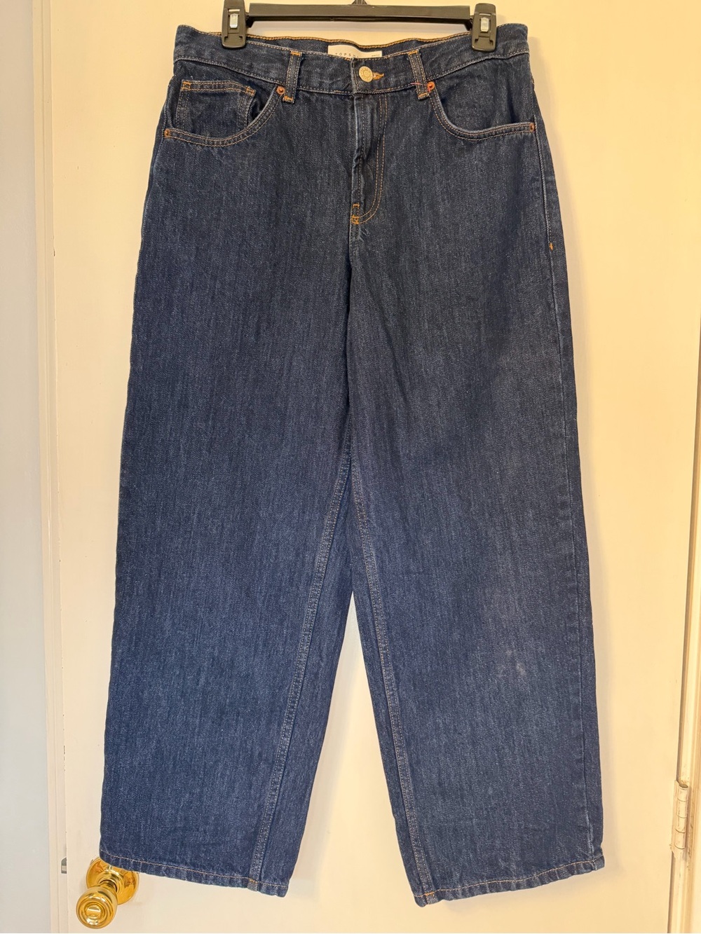 Topshop Mid-Rise Women's Dark Blue Cinch Jeans